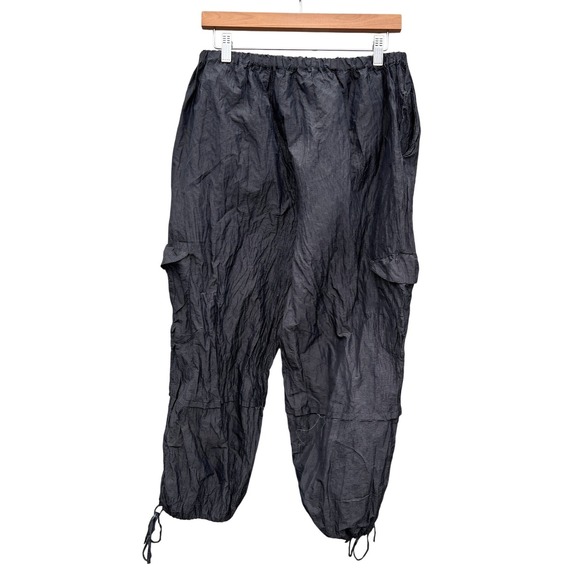 Krista Larson Striped Elastic Waist Cargo Pants Silk Womens One Size Lagenlook - Picture 3 of 10